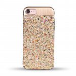 Wholesale iPhone 8 Plus / 7 Plus Sparkling Glitter Chrome Fancy Case with Metal Plate (Champagne Gold)